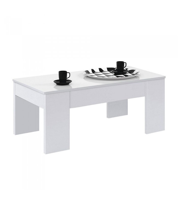 Mesa Centro Elevable. Blanco Artik