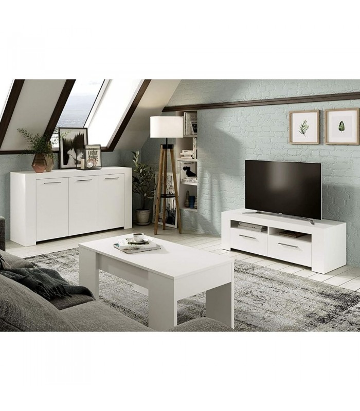 Mesa Centro Elevable. Blanco Artik