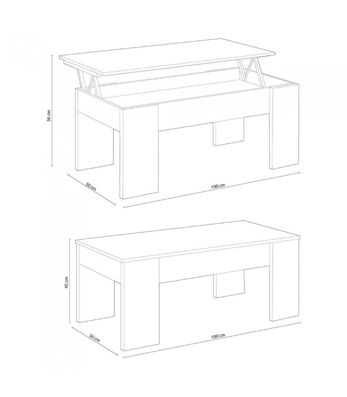 Mesa Centro Elevable. Blanco Artik