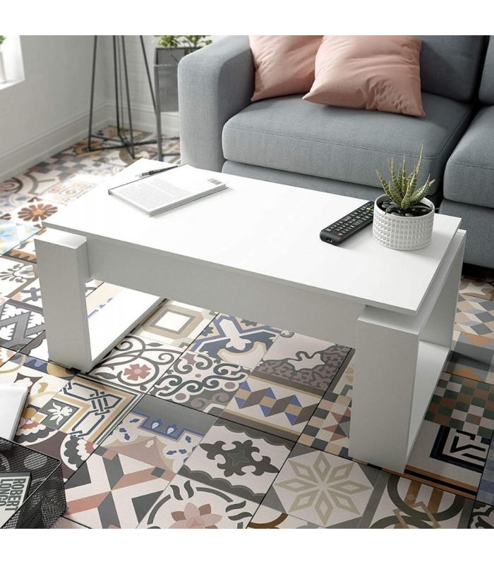 Mesa Centro Elevable Nova. Blanco Artik