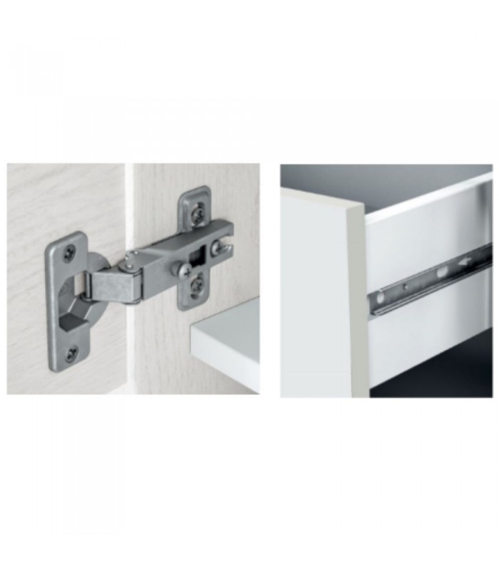 Mesa Tv 130 cm 2 Puertas 2 Cajones. Blanco Artik/Roble Canadian