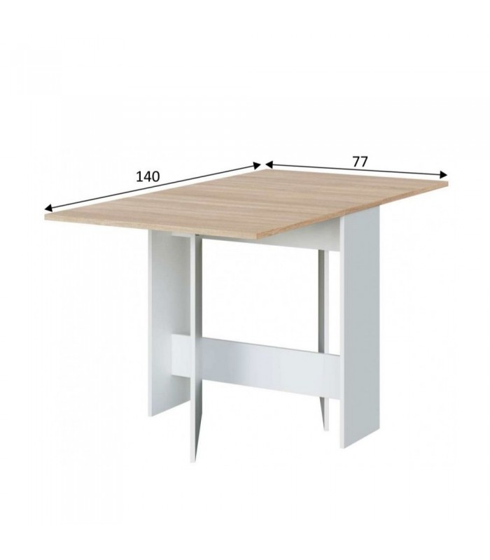 Mesa Auxiliar con Alas Abatibles.  Blanco Artik/Roble Canadian