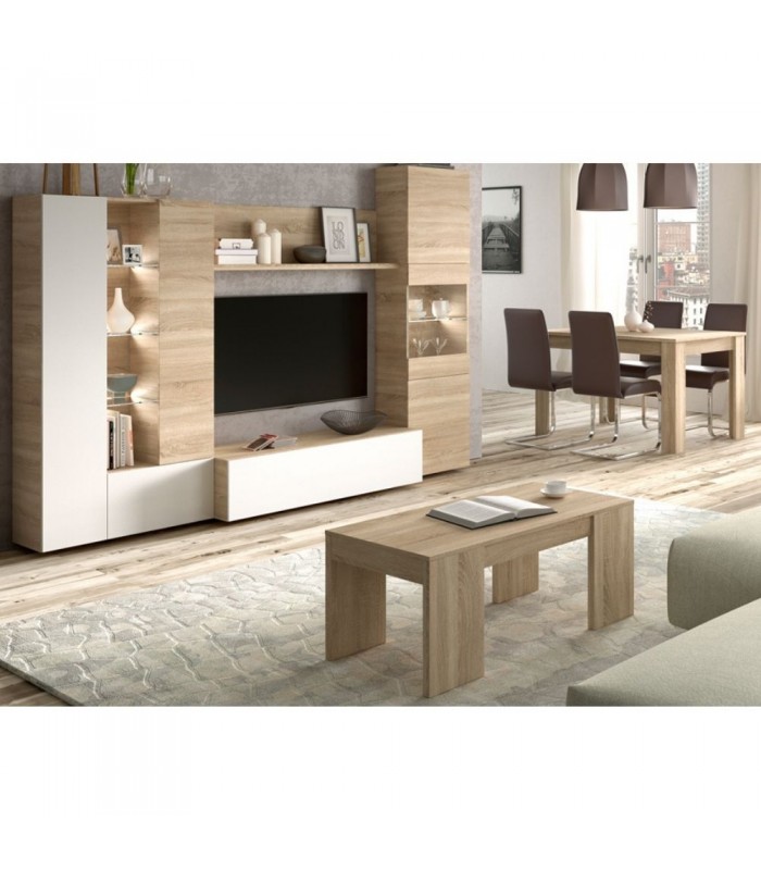 Mesa Comedor Extensible 2 Posiciones. Roble Canadian