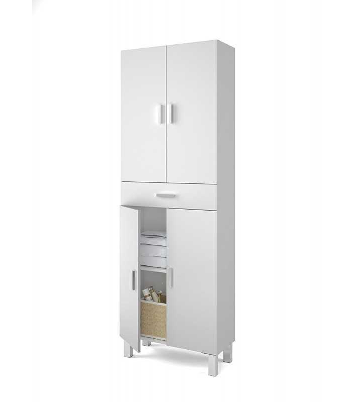 Mueble de baño o aseo con dos puertas superiores color blanco brillo182x60x29cm
