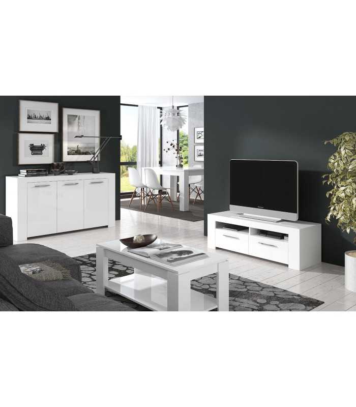 Mesa de Centro Elevable con Revistero para Comedor Sala Salón, En Blanco