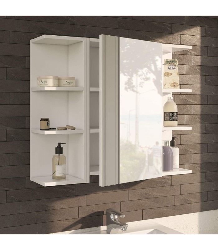 Mueble de Baño Rinconera Estantería Colgante Blanco